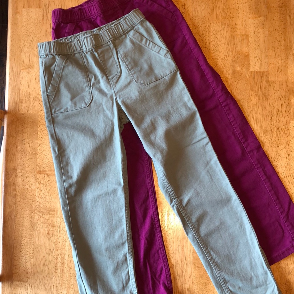Kids Jumping Beans size 8 pants green/magenta both pairs one price, never worn